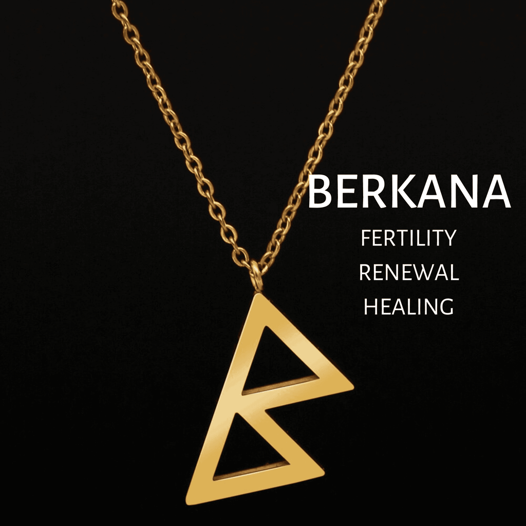 Viking Runes Tunic Stainless Steel Gold Necklaces - BERKANA