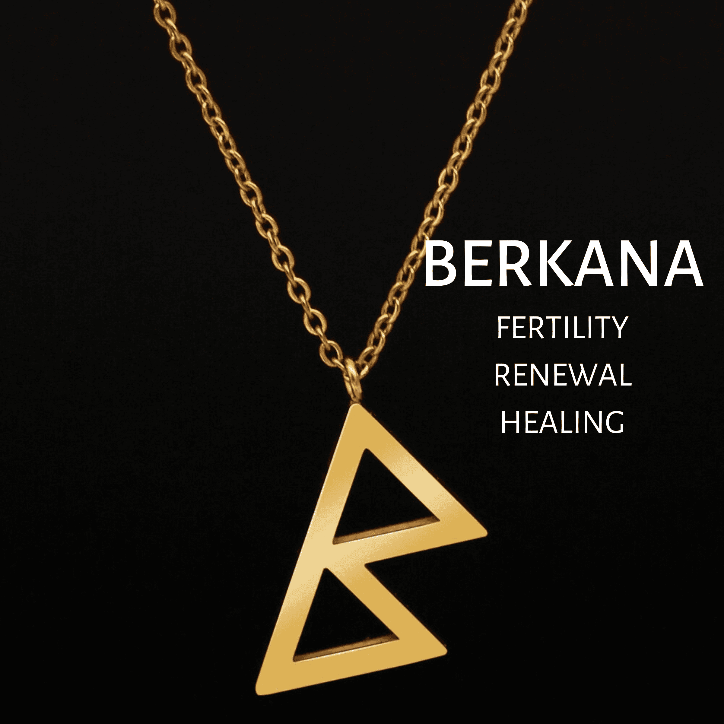 Viking Runes Tunic Stainless Steel Gold Necklaces - BERKANA