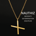 Viking Runes Tunic Stainless Steel Gold Necklaces - NAUTHIZ