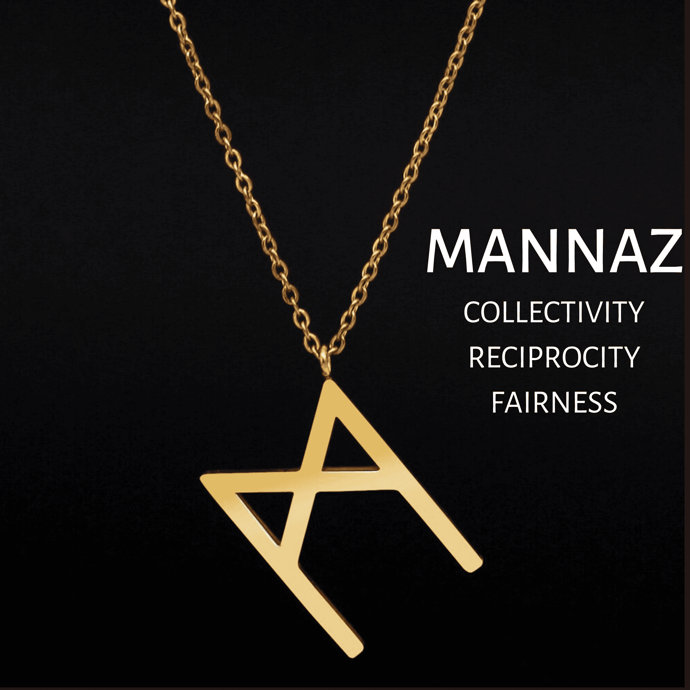 Viking Runes Tunic Stainless Steel Gold Necklaces - MANNAZ