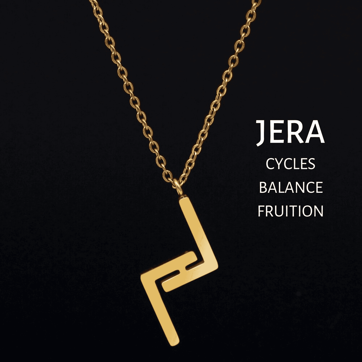Viking Runes Tunic Stainless Steel Gold Necklaces - JERA