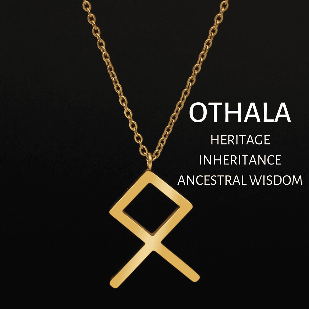 Viking Runes Tunic Stainless Steel Gold Necklaces - OTHALA