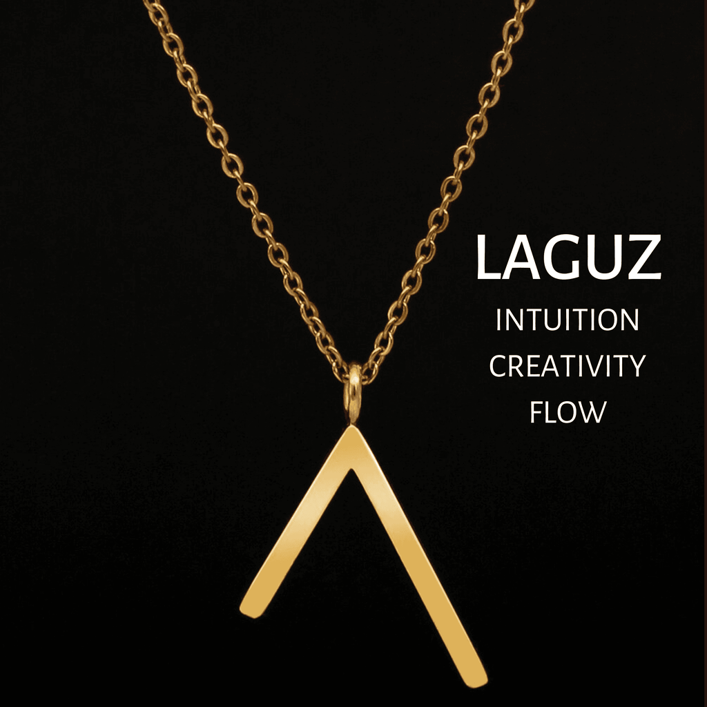 Viking Runes Tunic Stainless Steel Gold Necklaces - LAGUZ