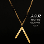 Viking Runes Tunic Stainless Steel Gold Necklaces - LAGUZ