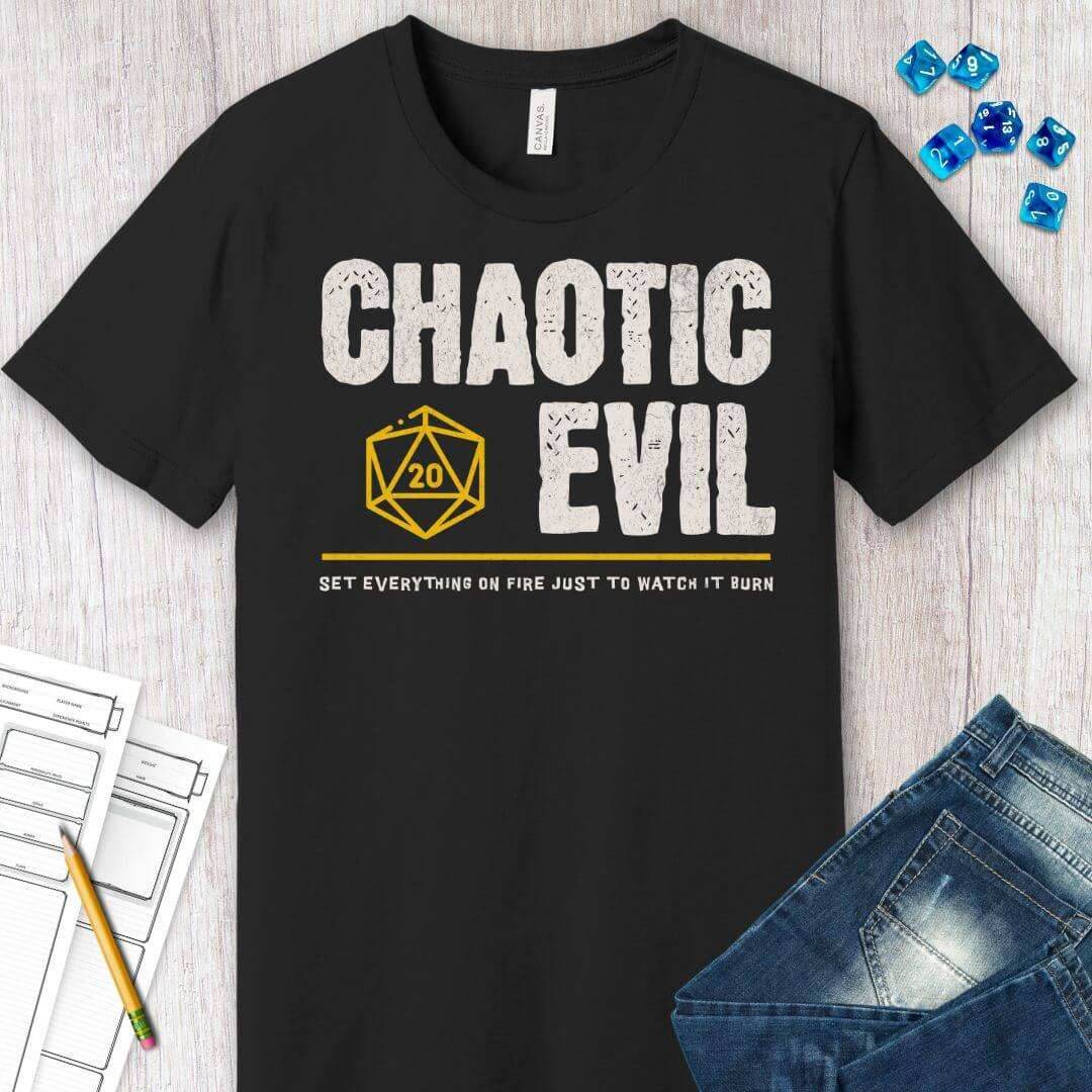 Chaotic Evil Shirt - DnD Alignment T-shirt - Black / S