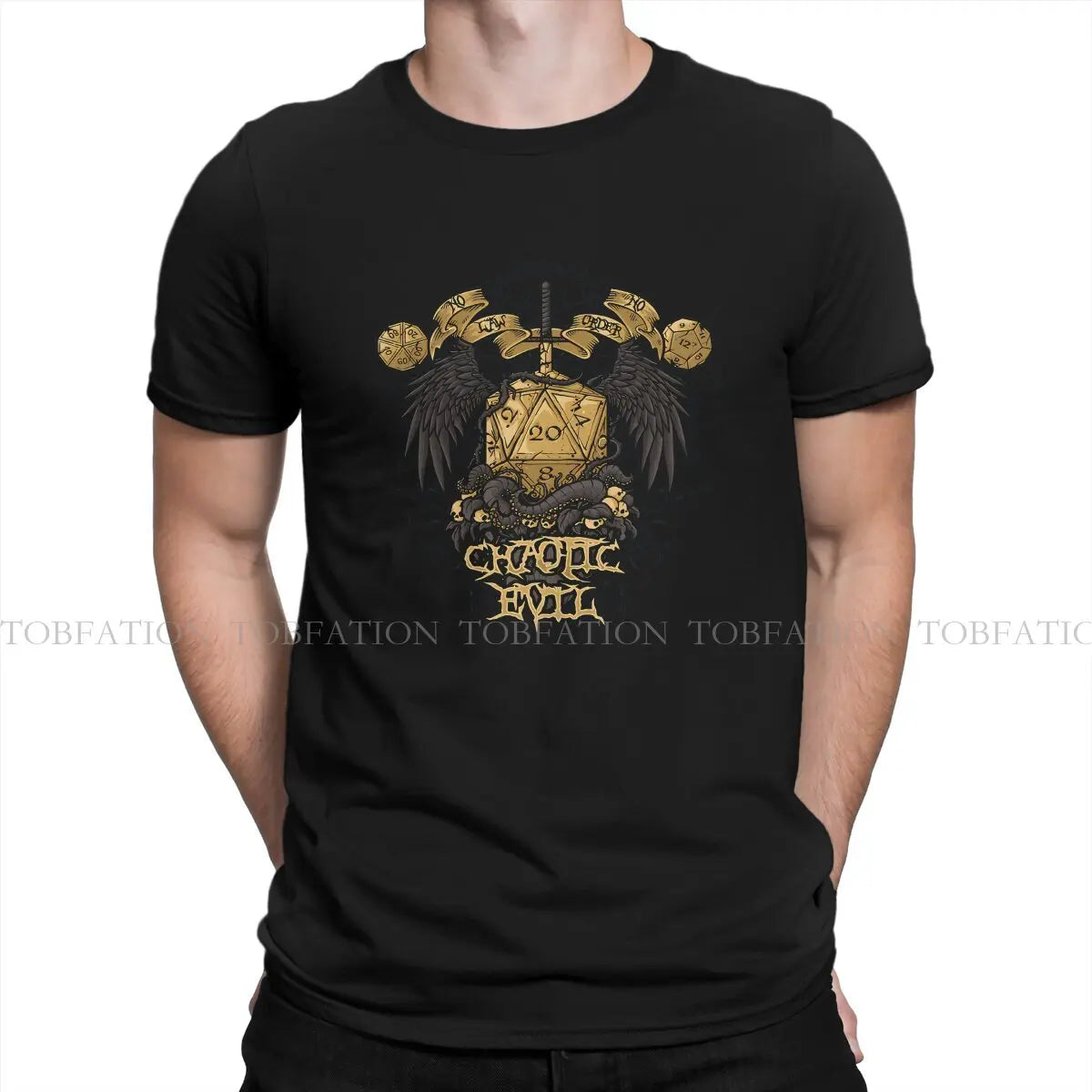 Chaotic Evil TShirt For Male DnD Game Camisetas Fashion T Shirt 100% Cotton Homme Print Loose