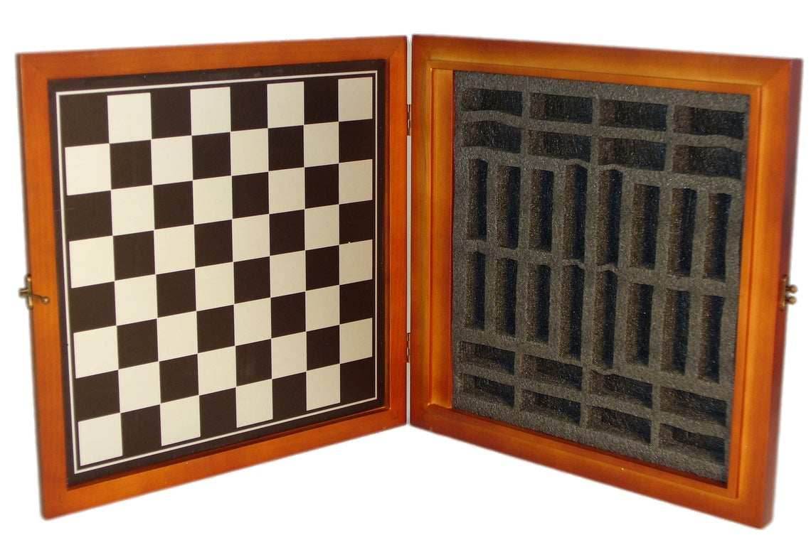Chess Set - Civil War Resin Chessmen Generals on Cherry Stain Chest - 
