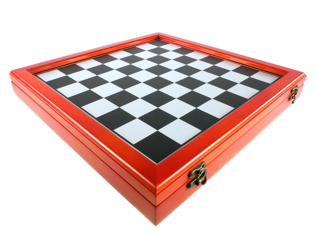 Chess Set -Robin Hood Resin Chessmen on Cherry Stained Chest - 