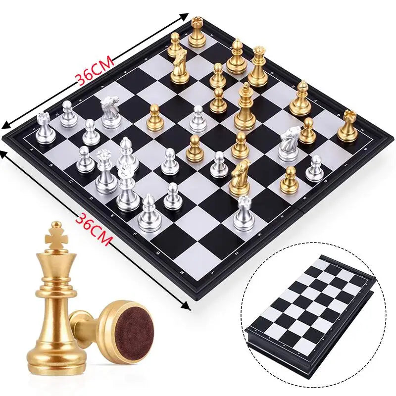 25/36cm Big Size Medieval Chess Sets With Magnetic Large Chess board 32 Chess Pieces Table Carrom Board Games Figure Sets szachy