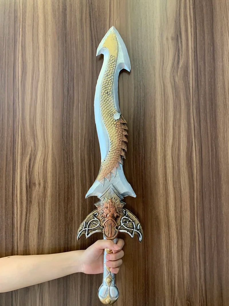 Chinese Style Cosplay Golden Dragon Sword Knights Knife Sword Prop Role Cos Protector Ghost Knife Sword PU Weapon Model Toy Gift