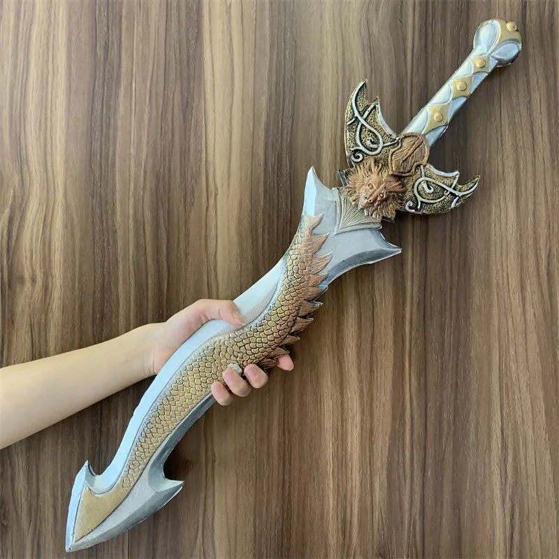 Chinese Style Cosplay Golden Dragon Sword Knights Knife Sword Prop Role Cos Protector Ghost Knife Sword PU Weapon Model Toy Gift