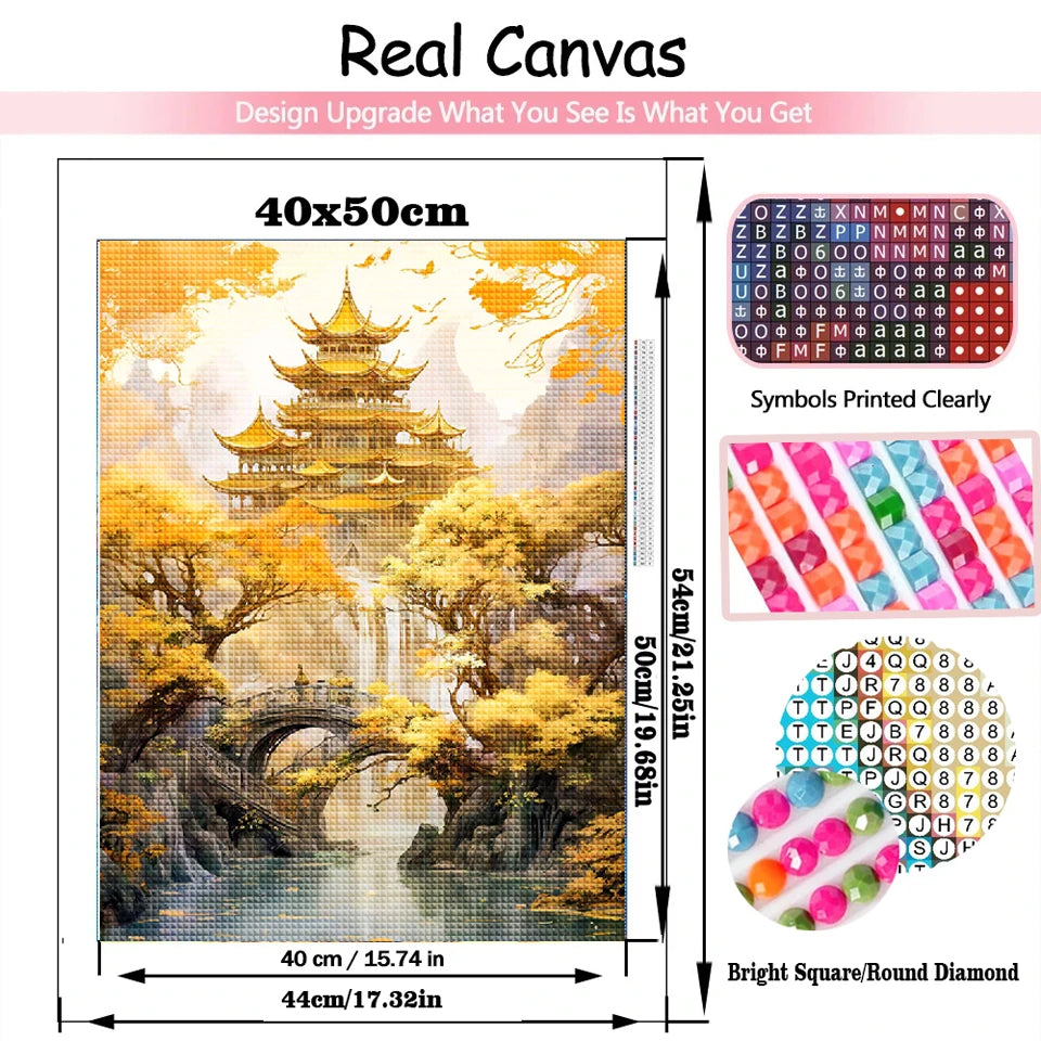 Chinese style Diamond Painting Collection Mountain and Waterfall Scenery Art 5d Diy Embroidery Mosaic Home Decor Cross Stitch