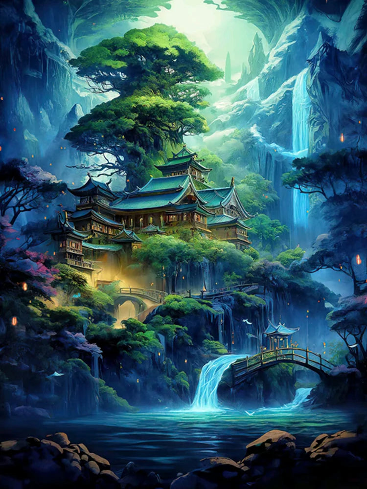 Chinese style Diamond Painting Collection Mountain and Waterfall Scenery Art 5d Diy Embroidery Mosaic Home Decor Cross Stitch