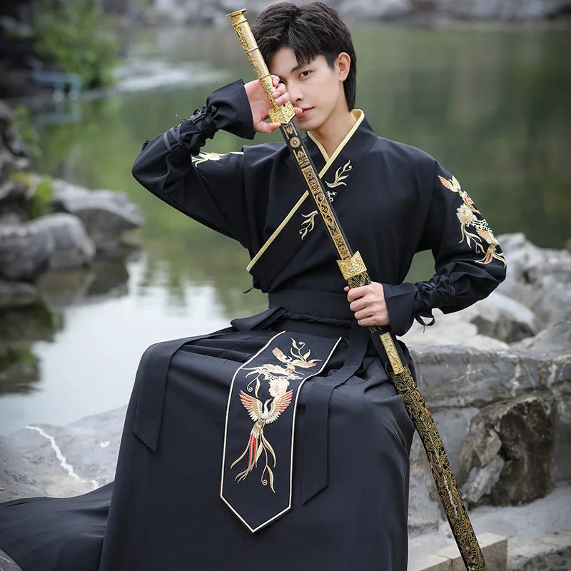 Chinese Traditional Hanfu Dress Man Han Dynasty Costume Ancient Swordsman Clothing Male Kimono Tang Suit Halloween Cosplay Hanfu