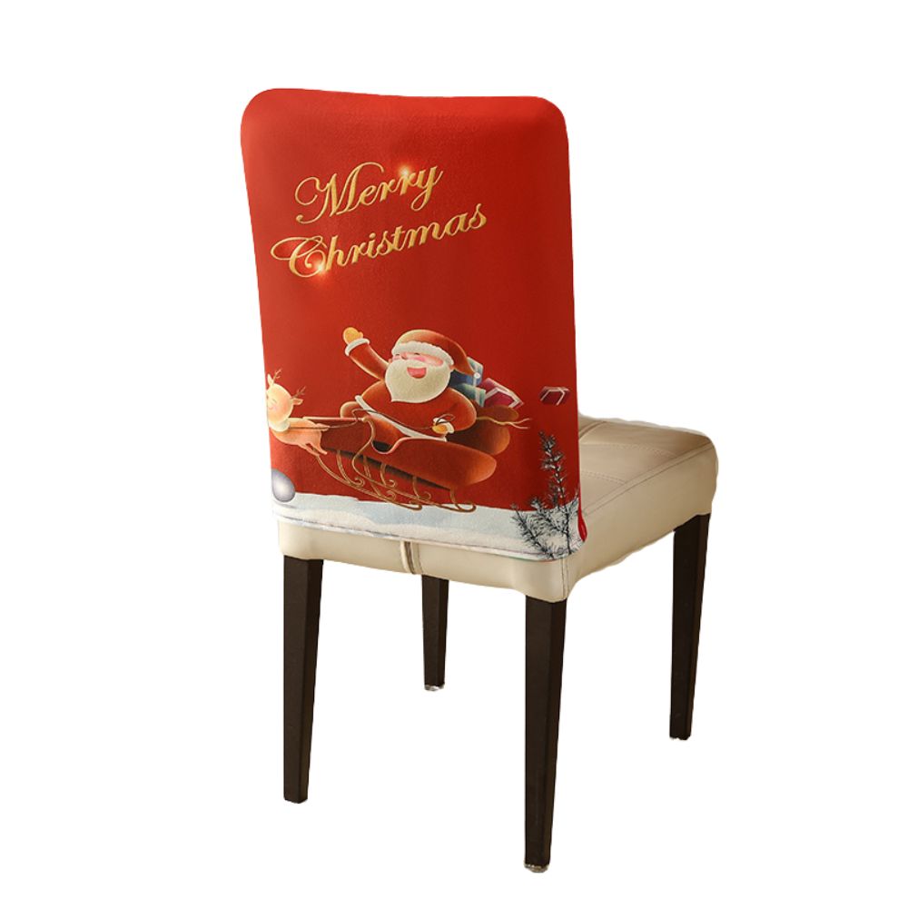 Christmas Chair Cover Festive Stretchable and Washable Slipcover for Dining Room Chairs