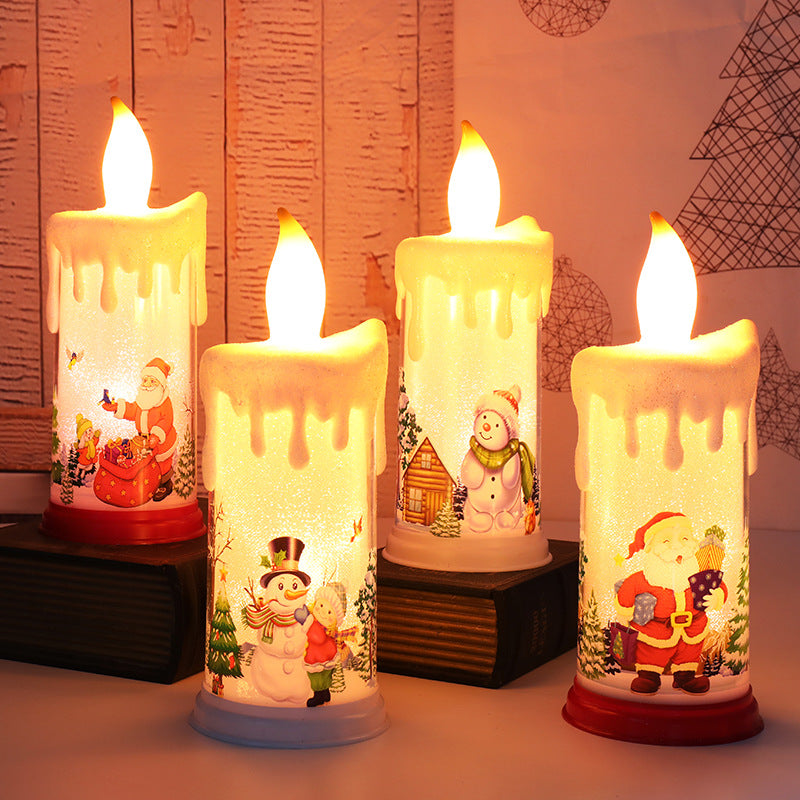 Christmas decoration candle light LED simulation flame candle Santa Claus snowman decoration night light