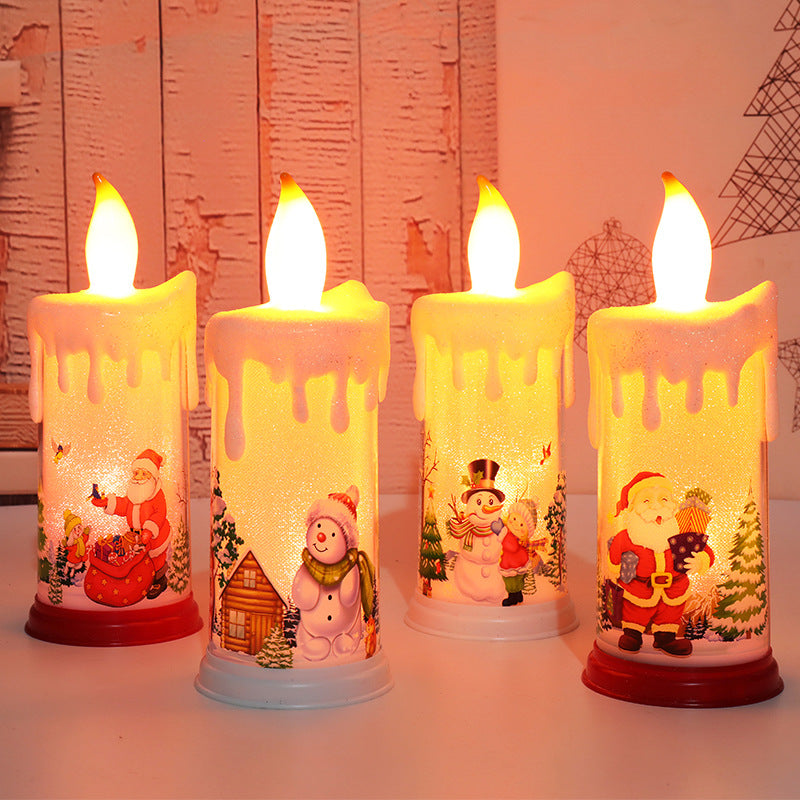 Christmas decoration candle light LED simulation flame candle Santa Claus snowman decoration night light