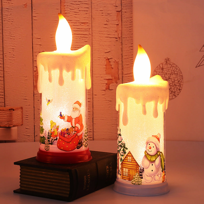 Christmas decoration candle light LED simulation flame candle Santa Claus snowman decoration night light