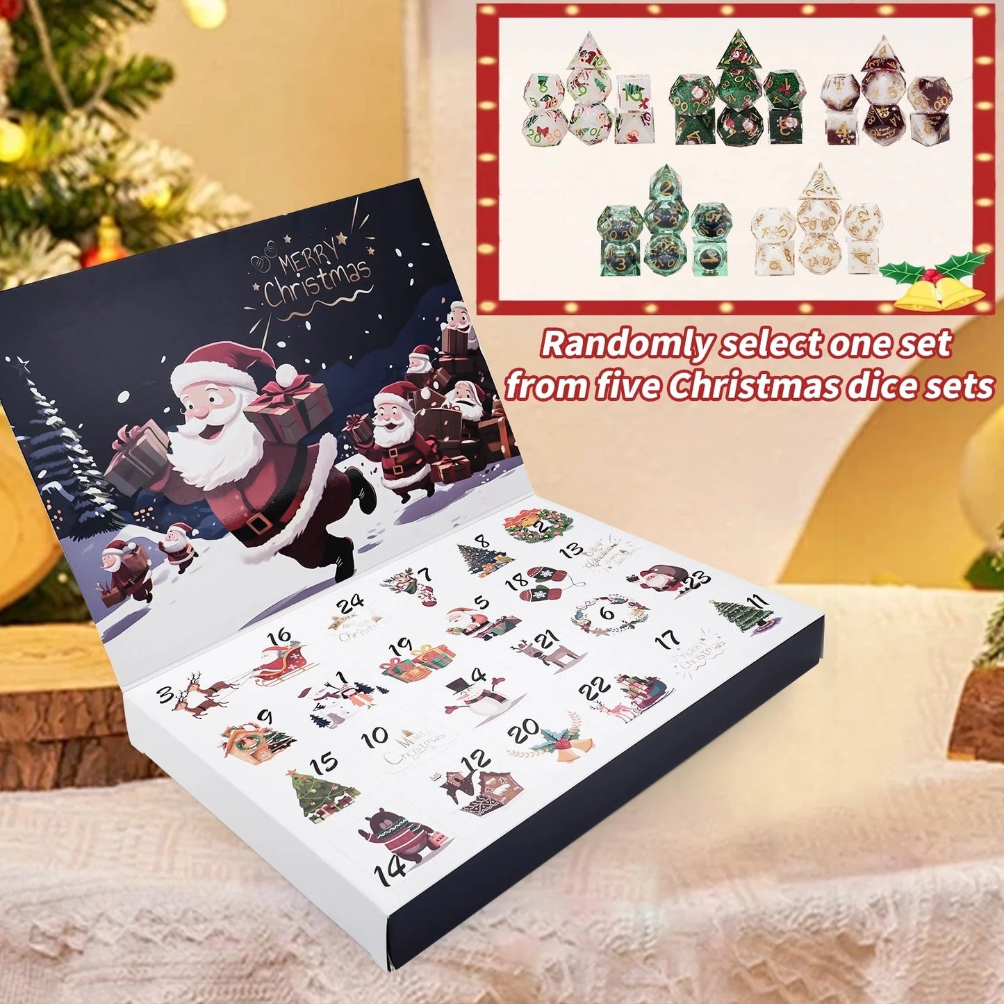Christmas D&D Dice Blind Box Countdown Calendar, Random Christmas Dice Gifts, D&D Fan Gifts