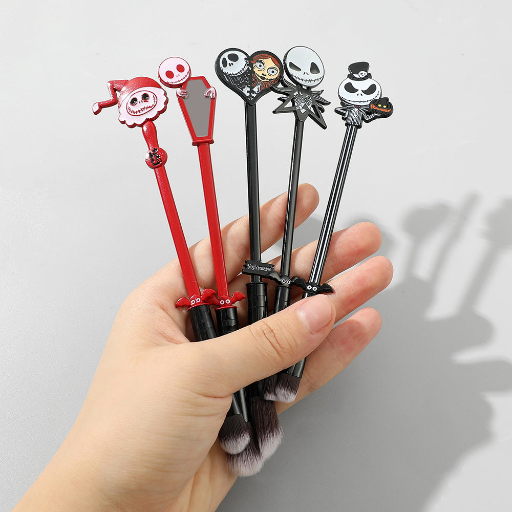 Christmas Horror Night Jack Skull Bridal Makeup Brush Metal Handle Eyeshadow Brush Halloween Gift Christmas Makeup