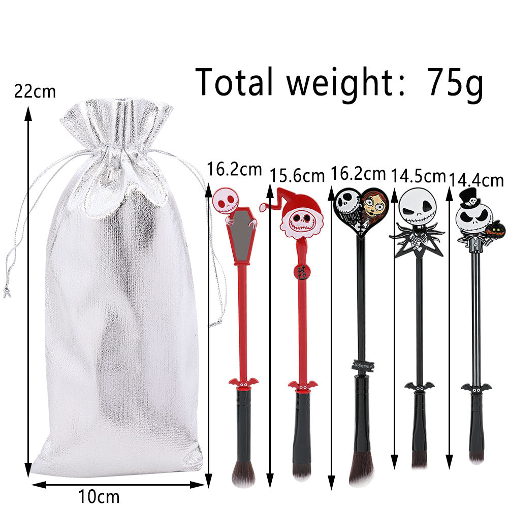 Christmas Horror Night Jack Skull Bridal Makeup Brush Metal Handle Eyeshadow Brush Halloween Gift Christmas Makeup