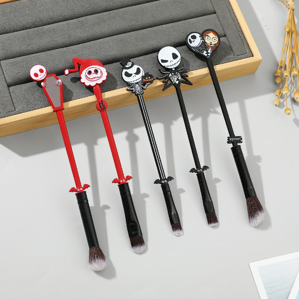 Christmas Horror Night Jack Skull Bridal Makeup Brush Metal Handle Eyeshadow Brush Halloween Gift Christmas Makeup