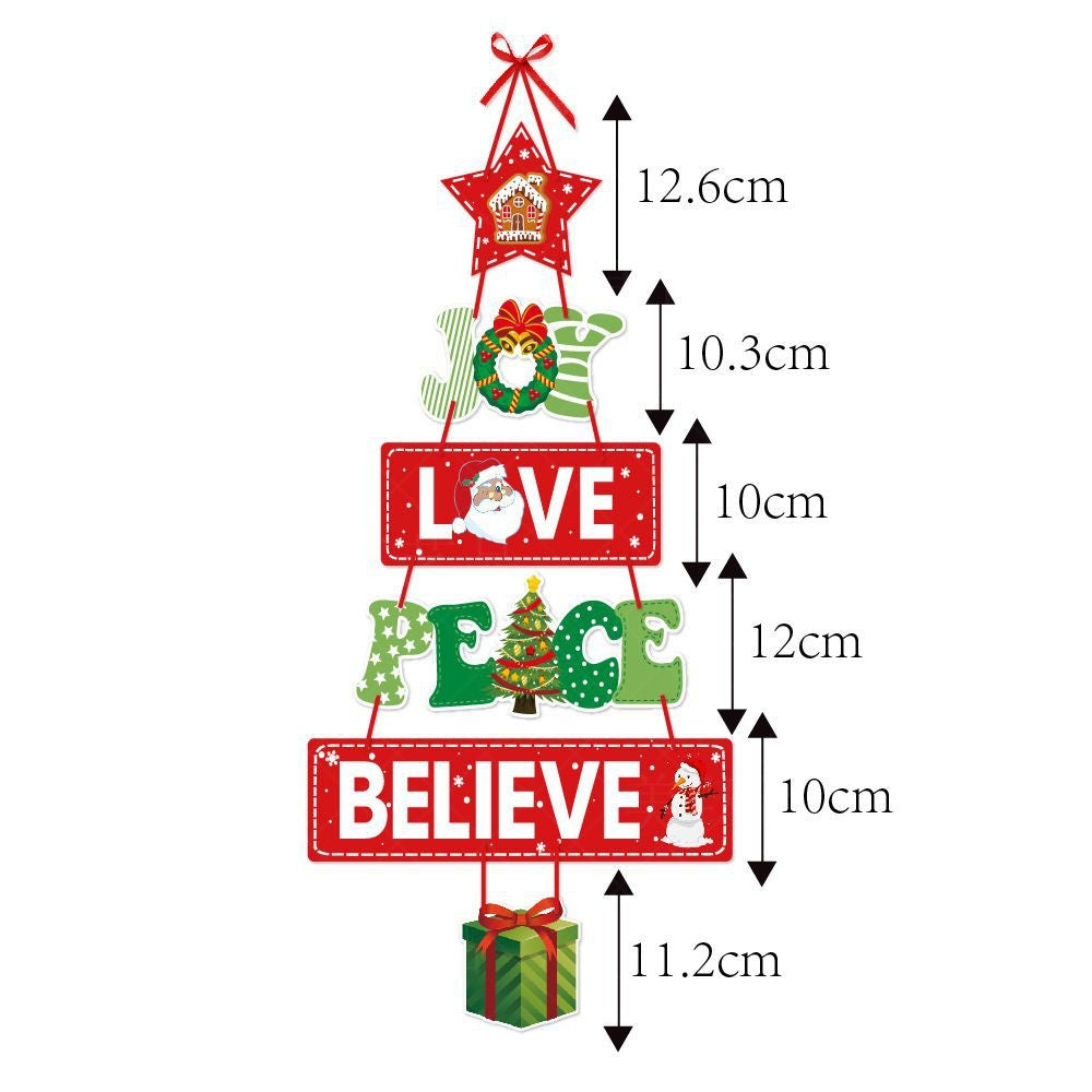 Christmas Porch Door Hanging Banner Christmas Paper Door Decorative Flags