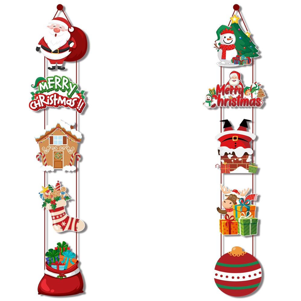 Christmas Porch Door Hanging Banner Christmas Paper Door Decorative Flags