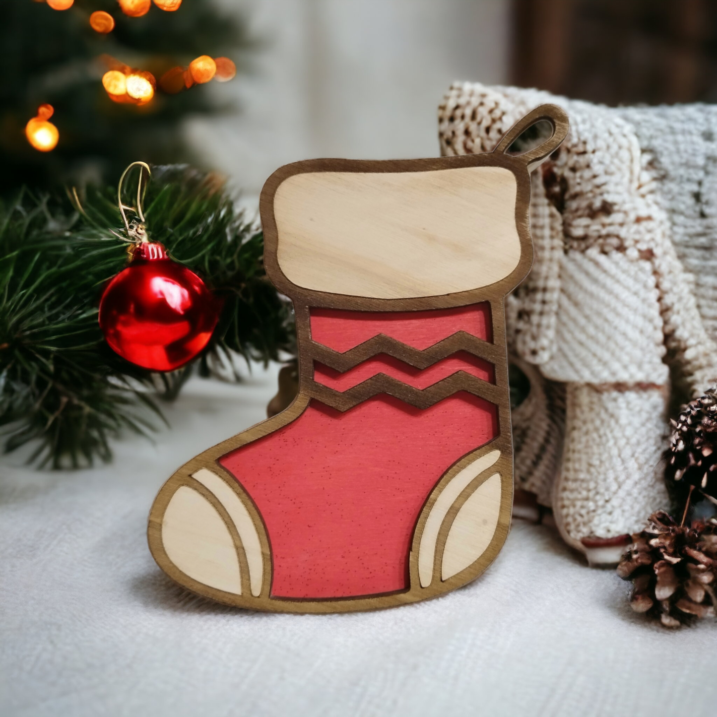 Christmas Socks Duble Layered Wooden Christmas Decoration