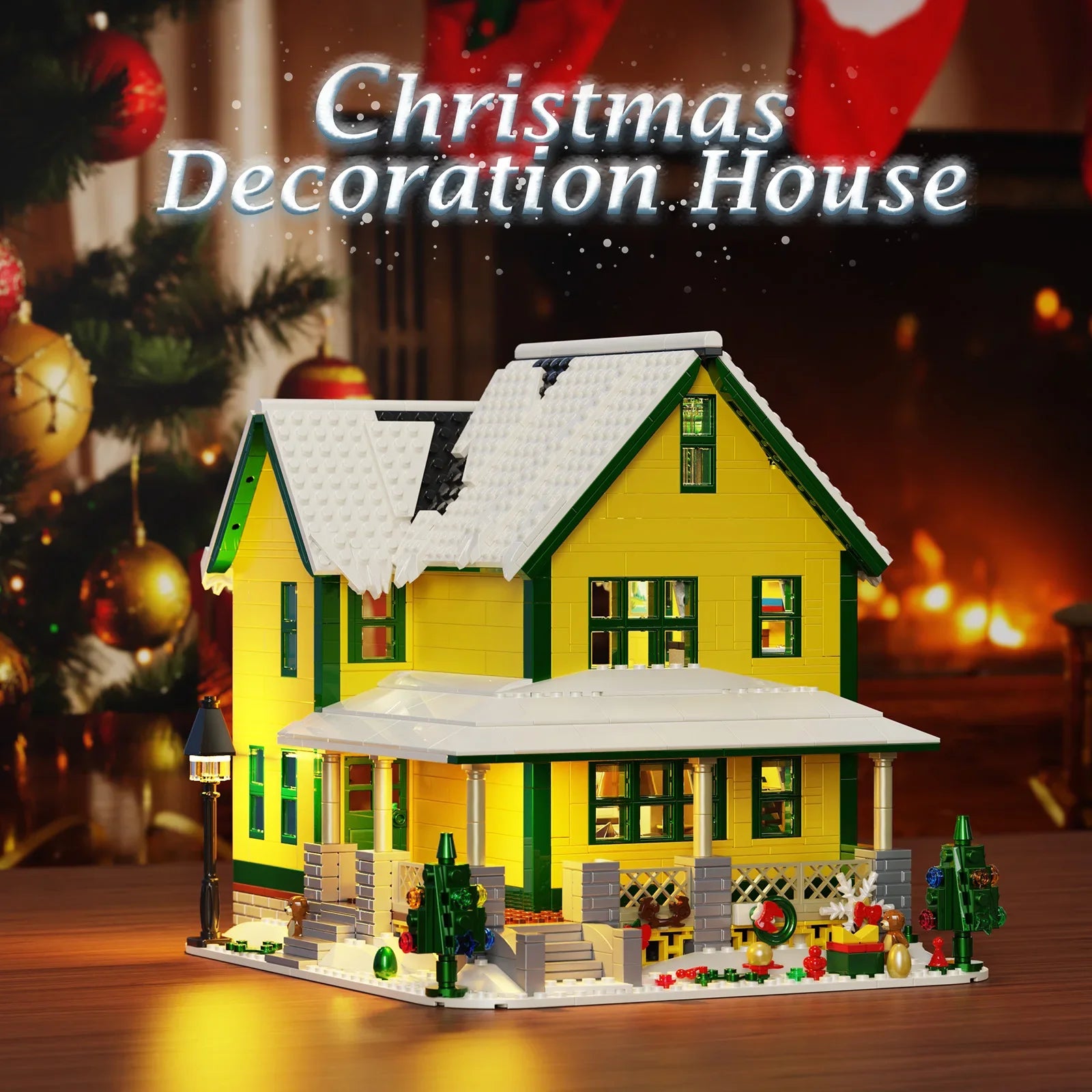 Christmas Story House Building Blocks Toys Kit Winter Snow House Model with Interior Details and LED Light,Children Xmas Gifts