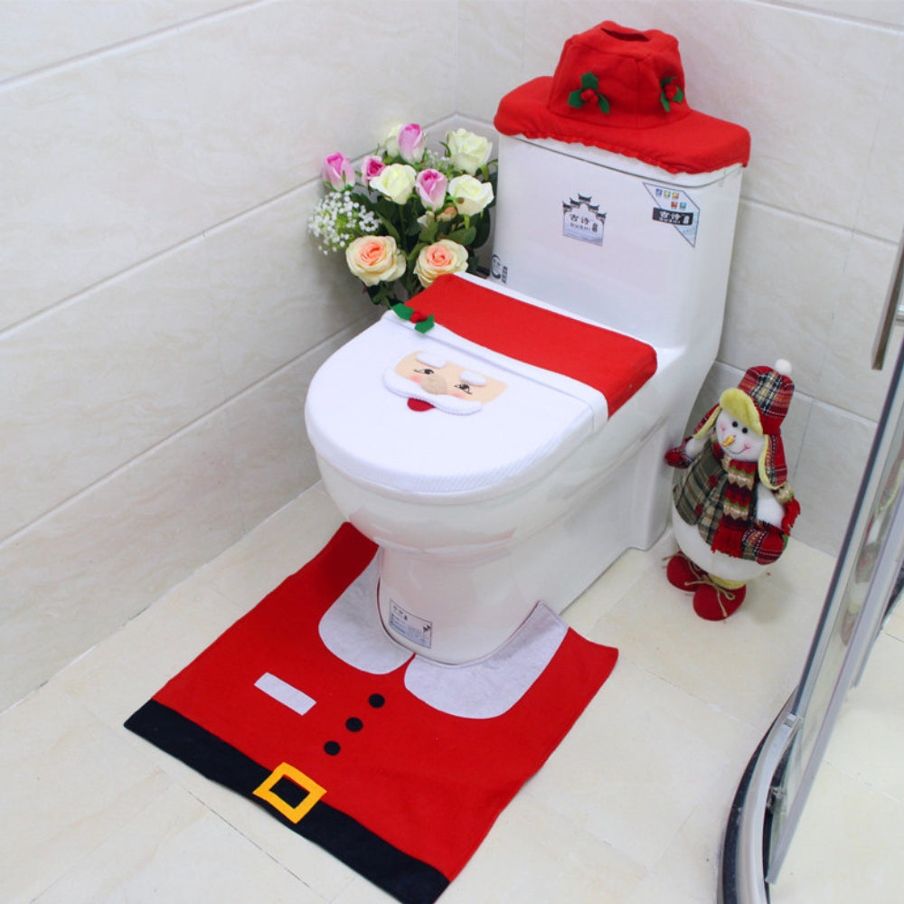 Christmas Toilet Seat Covers Creative Santa Claus Bathroom Mat