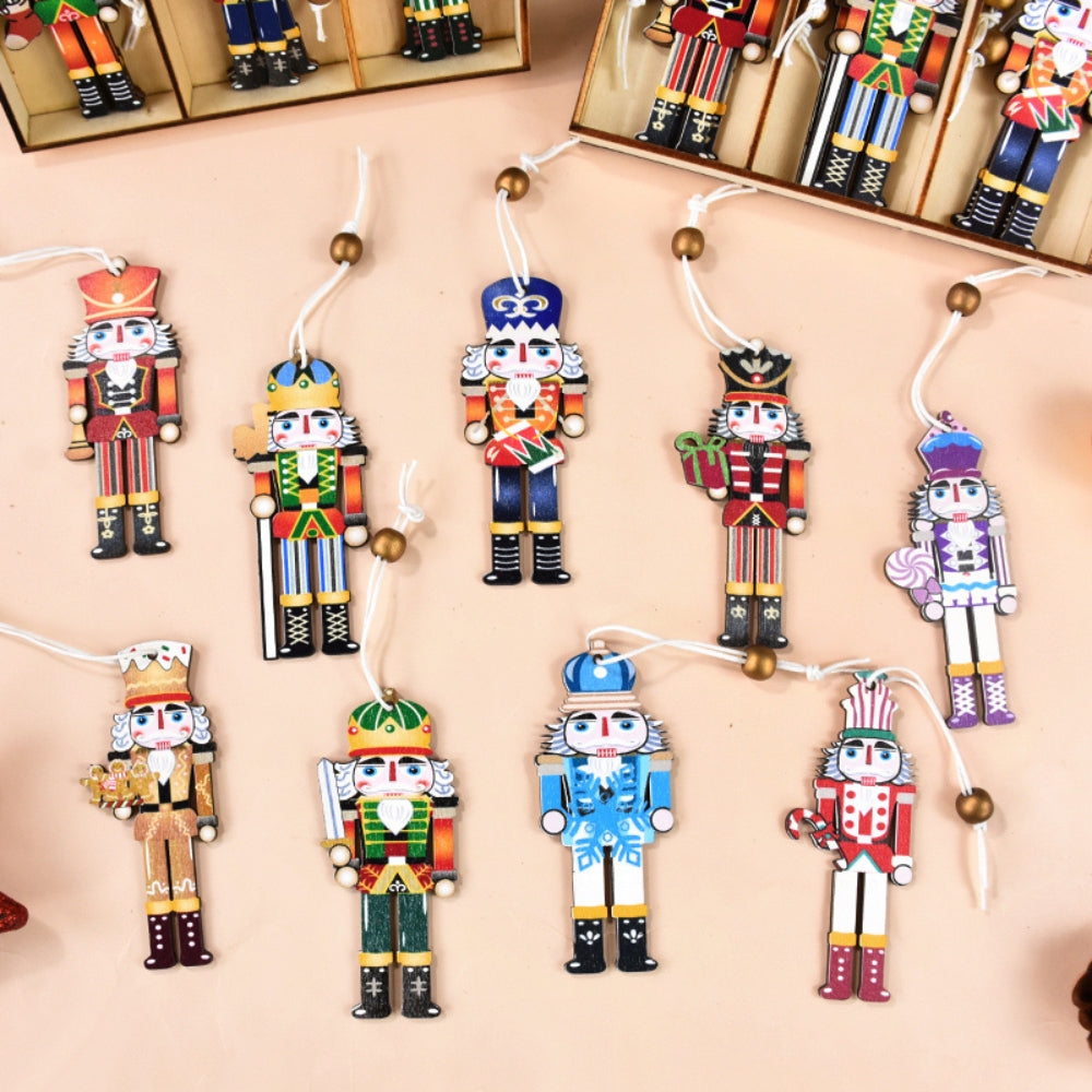 Christmas Wooden Ornaments Nutcracker Soldier Xmas Tree Hanging Pendant