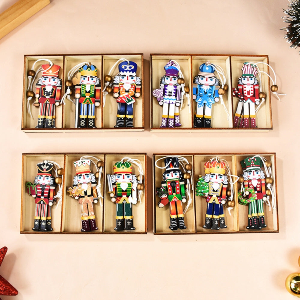 Christmas Wooden Ornaments Nutcracker Soldier Xmas Tree Hanging Pendant