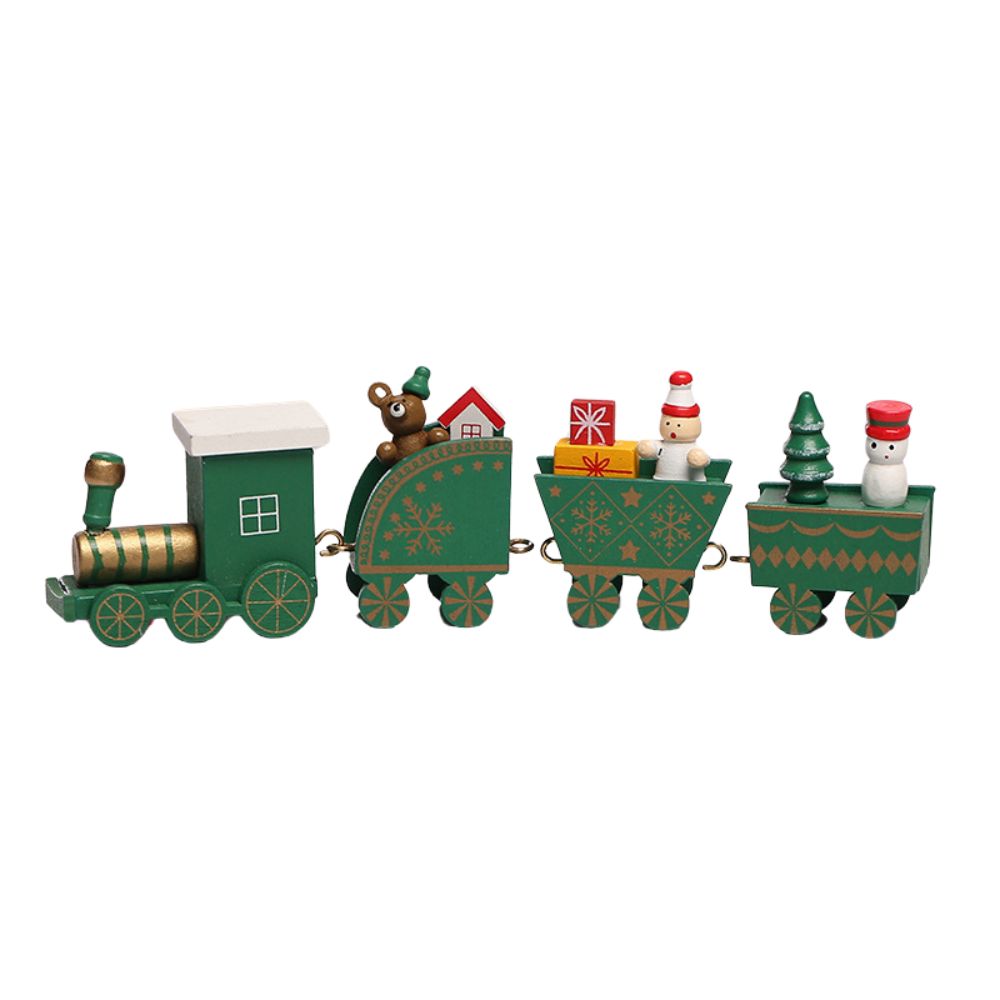 Christmas Wooden Train Ornaments Adorable Snowman and Gingerbread Designs