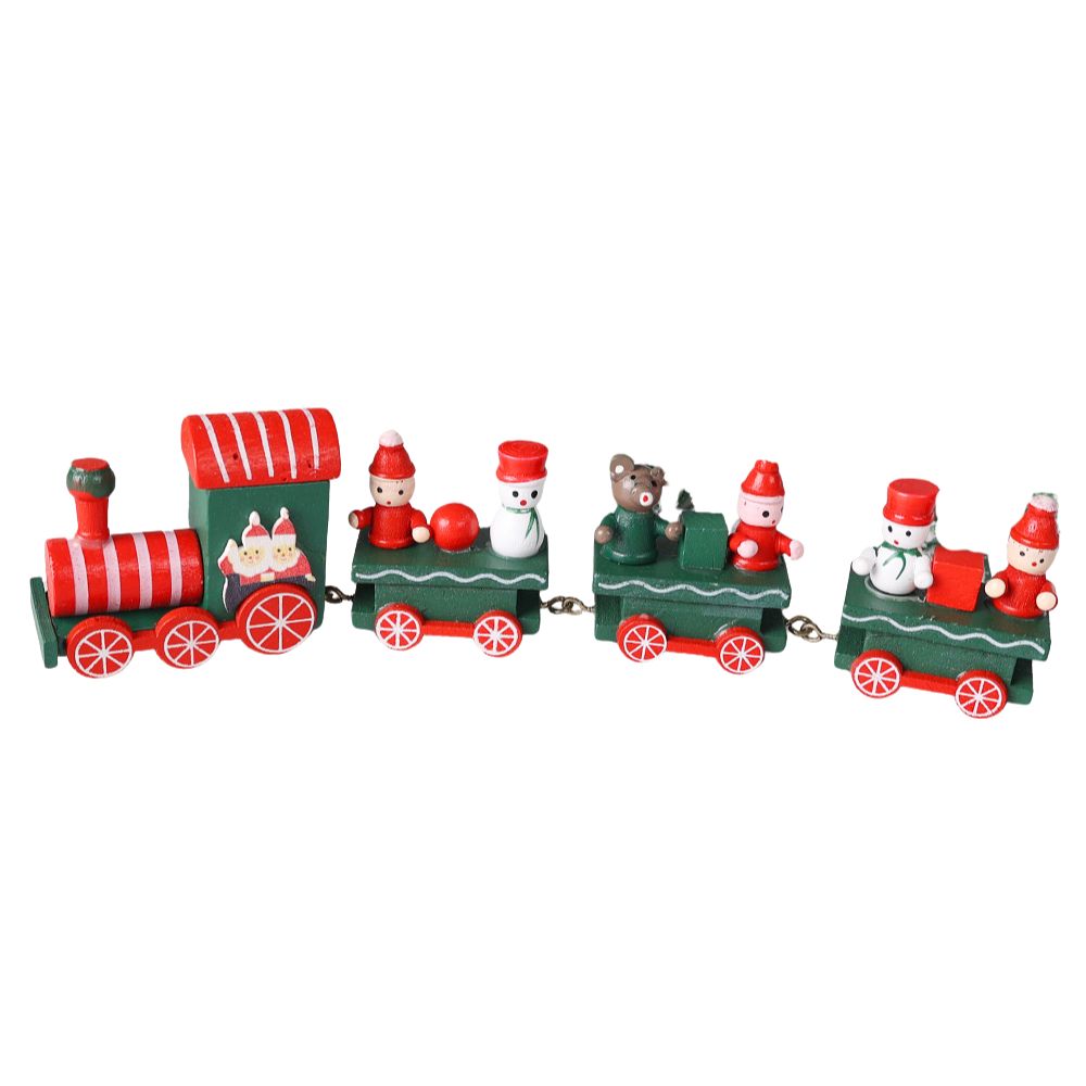 Christmas Wooden Train Ornaments Adorable Snowman and Gingerbread Designs