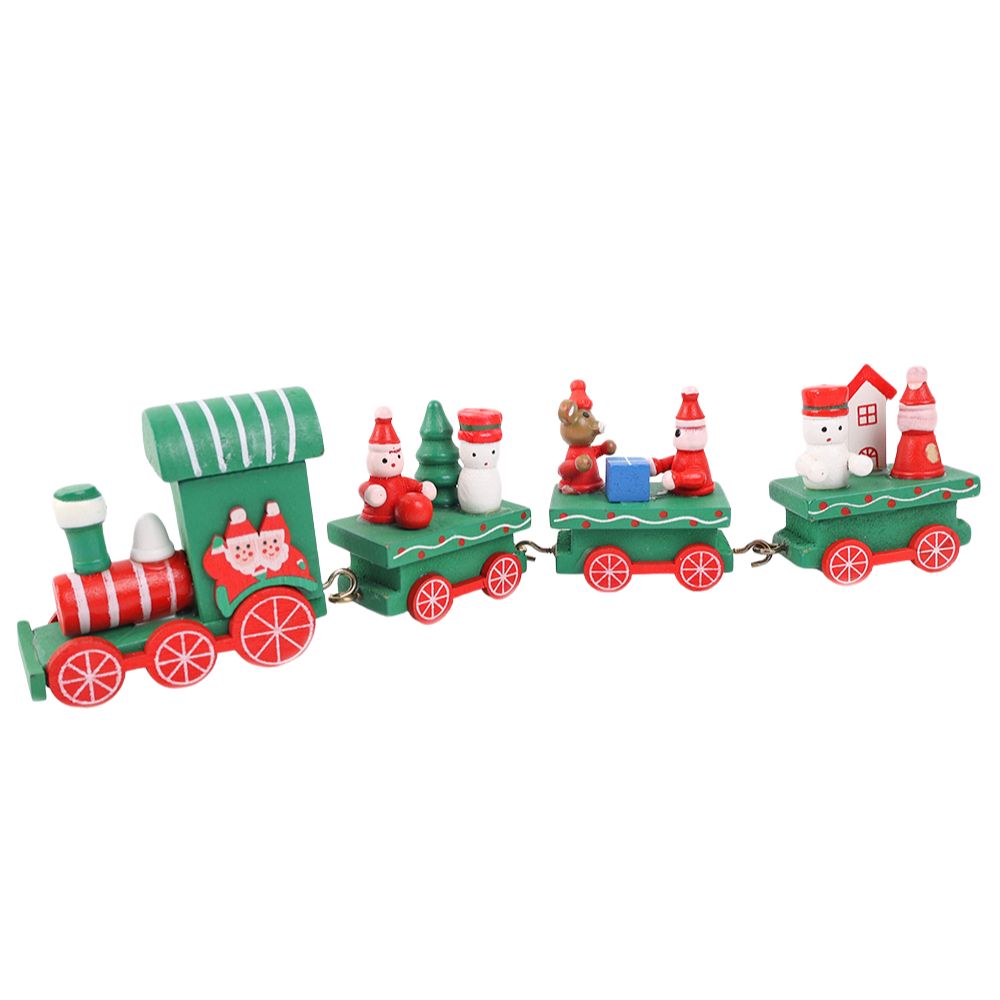 Christmas Wooden Train Ornaments Adorable Snowman and Gingerbread Designs