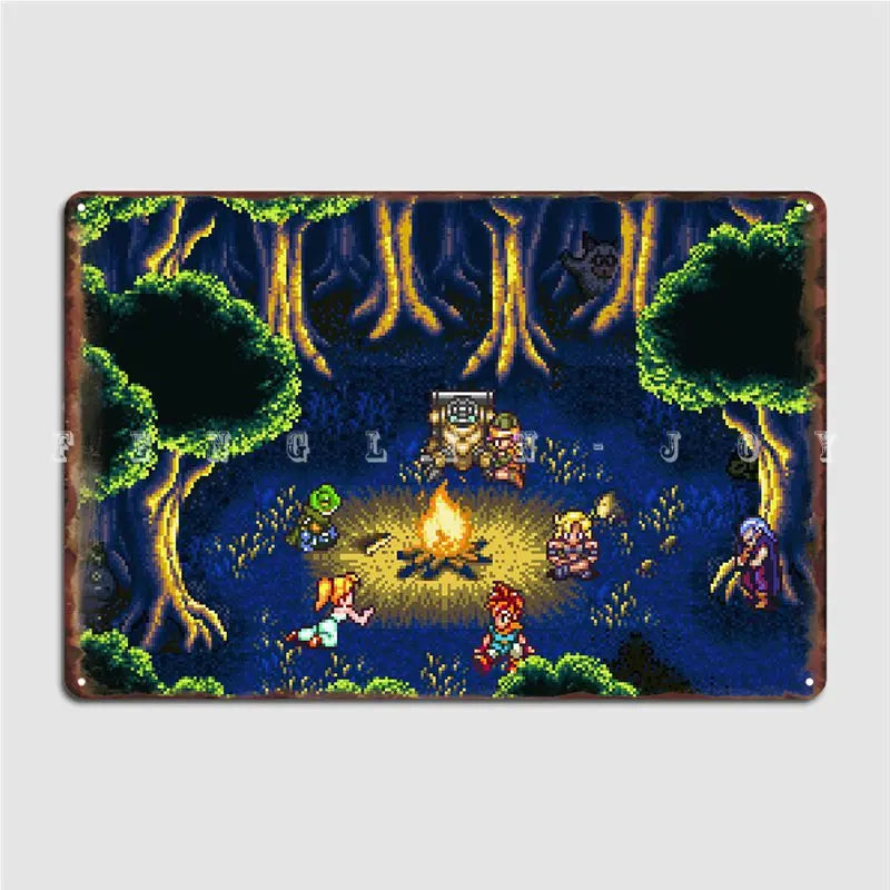 Chrono Trigger Campfire Metal Sign Decoration Garage Club Wall Decor Wall Pub Tin Sign Poster