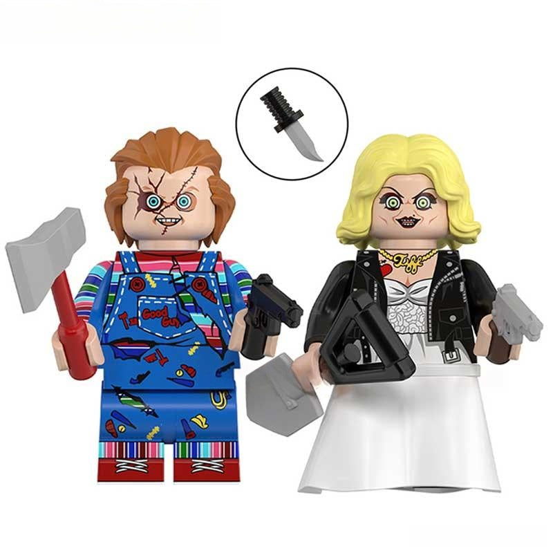 Chucky & Tiffany Bride of Chucky New Horror Lego Minifigures custom Toys