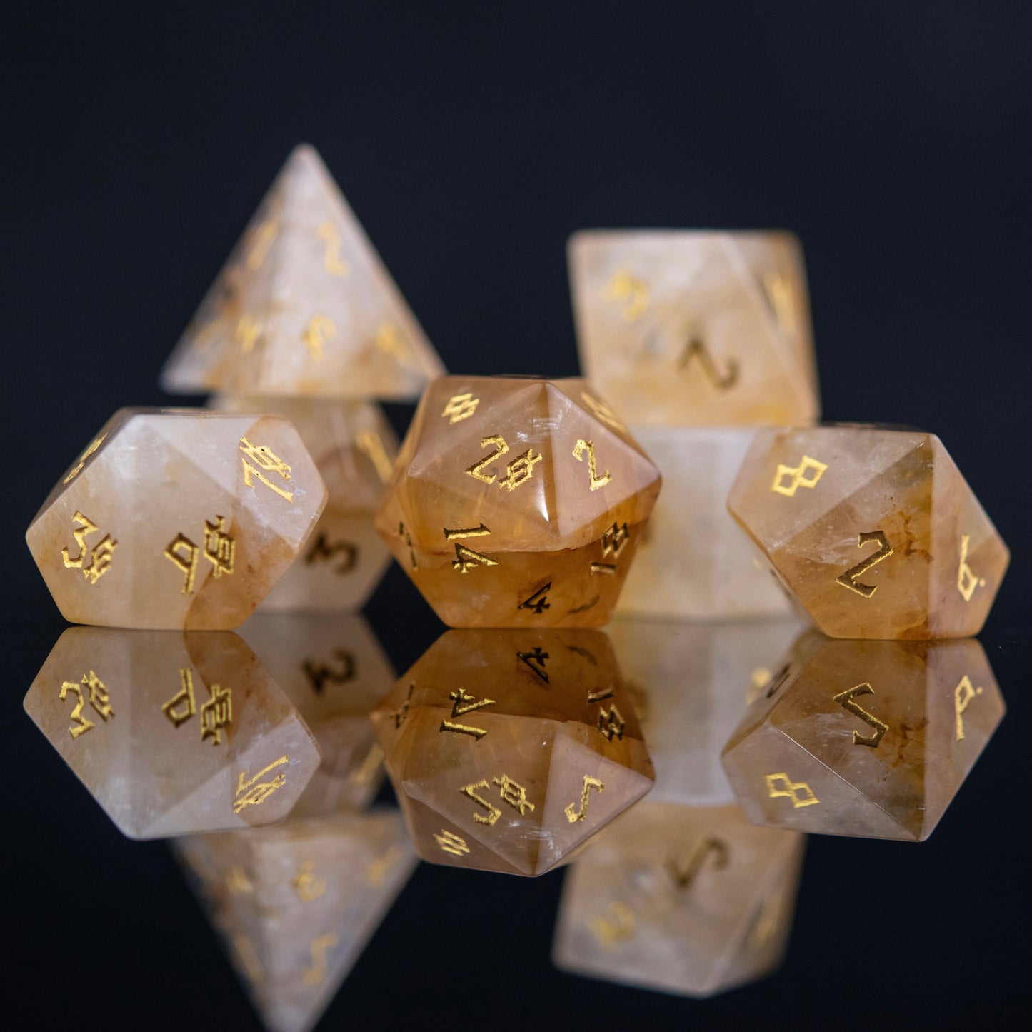 Citrine (Gold) Stone Dice Set