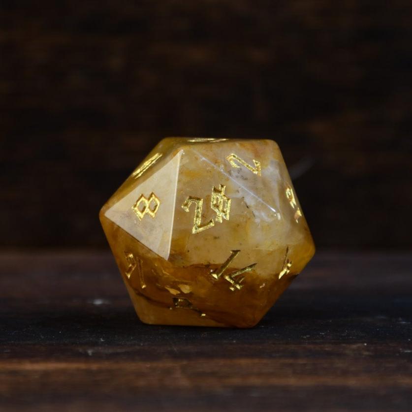 Citrine (Gold) Stone Dice Set