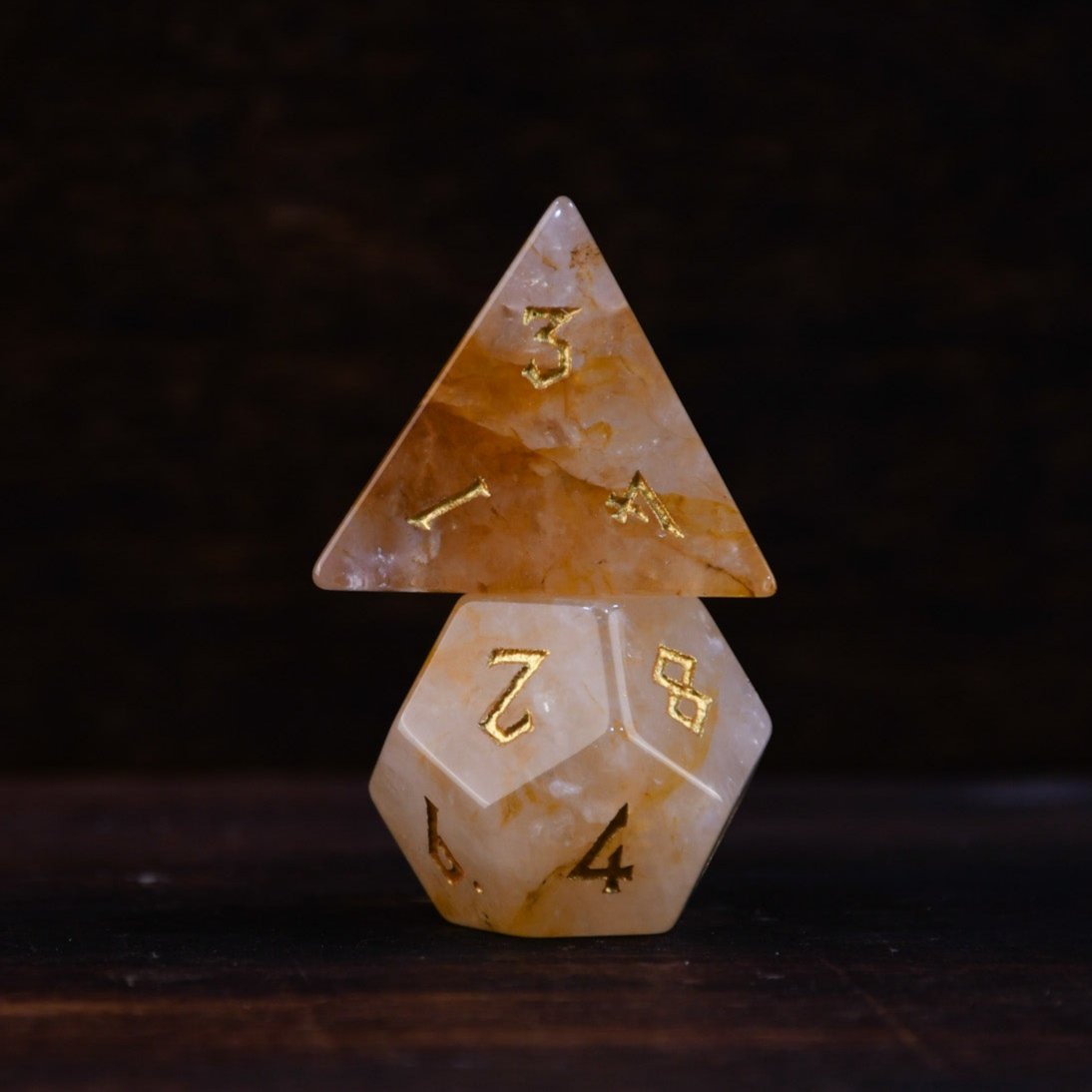 Citrine (Gold) Stone Dice Set