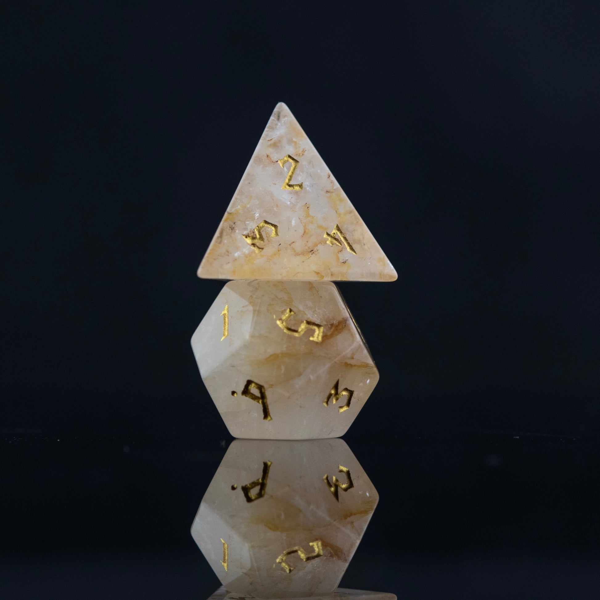 Citrine (Gold) Stone Dice Set