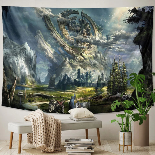 City of the sky psychedelic scene home decoration tapestry wall hanging Bohemian tapestry Datura sheet beach mat yoga mat