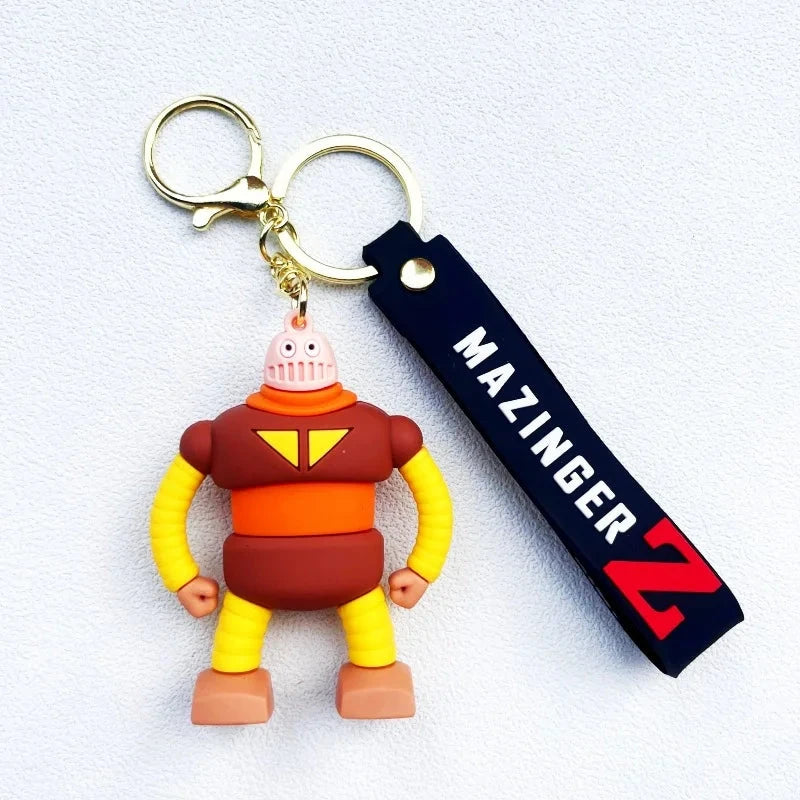 Classic 3D Cartoon Mazinger Z Characters Pendant Keychain Trendy Soft Rubber Anime Keyrings Jewelry Cute Cosplay Props Gift Acce