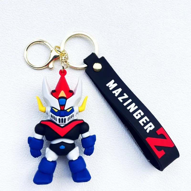 Classic 3D Cartoon Mazinger Z Characters Pendant Keychain Trendy Soft Rubber Anime Keyrings Jewelry Cute Cosplay Props Gift Acce