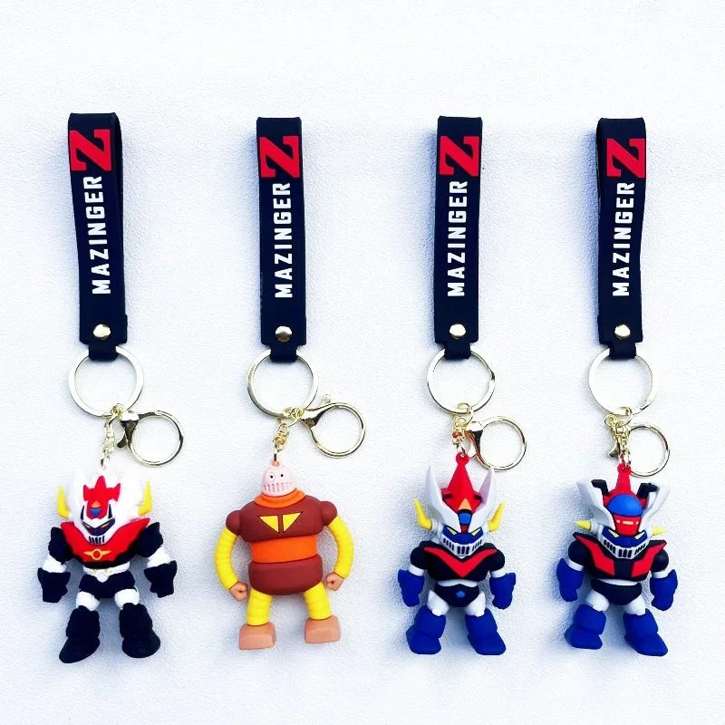 Classic 3D Cartoon Mazinger Z Characters Pendant Keychain Trendy Soft Rubber Anime Keyrings Jewelry Cute Cosplay Props Gift Acce