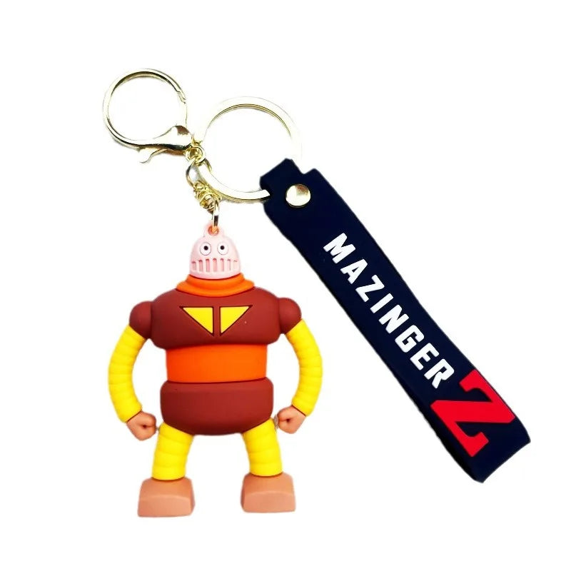 Classic 3D Cartoon Mazinger Z Characters Pendant Keychain Trendy Soft Rubber Anime Keyrings Jewelry Cute Cosplay Props Gift Acce