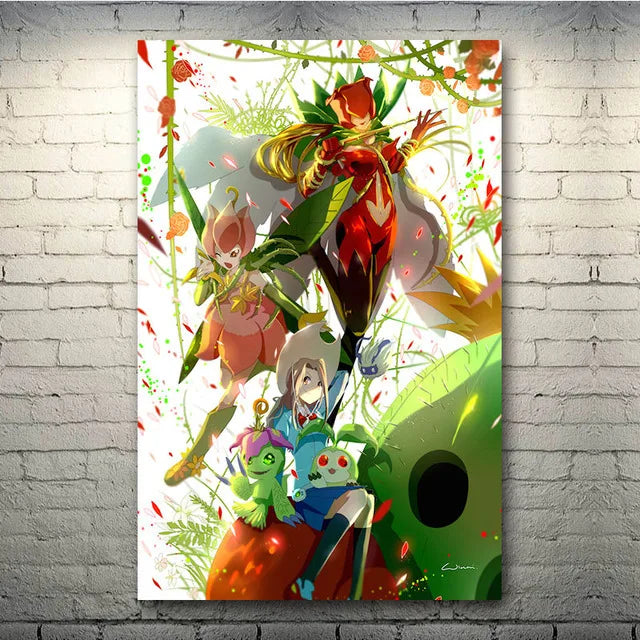 Classic Japanese Anime Digimon Adventure Canvas Painting Poster Print YagamiTaichi Agumon Pictures for Living Room Decor