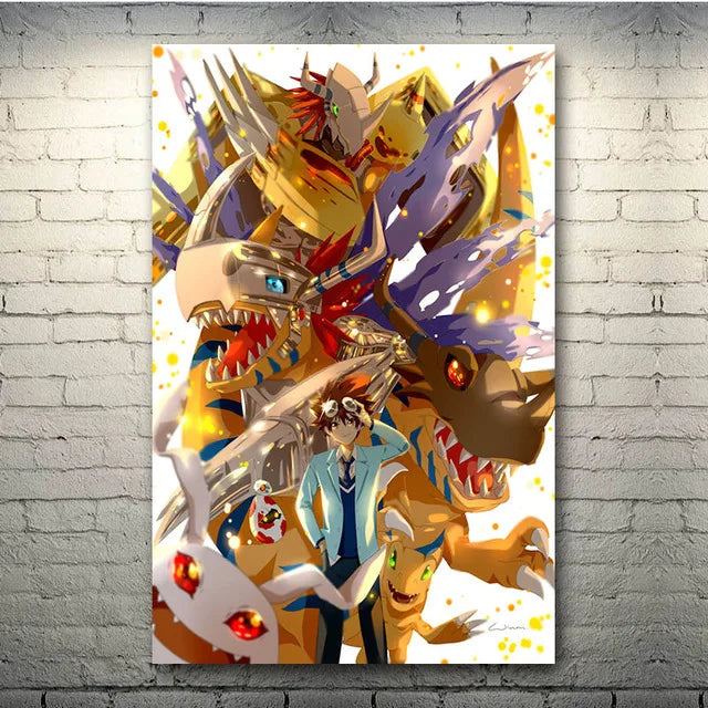 Classic Japanese Anime Digimon Adventure Canvas Painting Poster Print YagamiTaichi Agumon Pictures for Living Room Decor