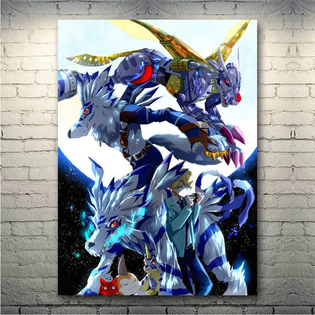 Classic Japanese Anime Digimon Adventure Canvas Painting Poster Print YagamiTaichi Agumon Pictures for Living Room Decor